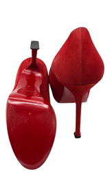 Yves Saint Laurent Red Suede Platform Tribtoo Pumps